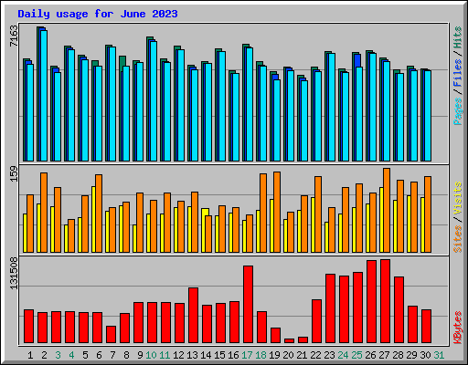 Daily usage for June 2023