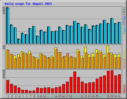 Daily usage for August 2023